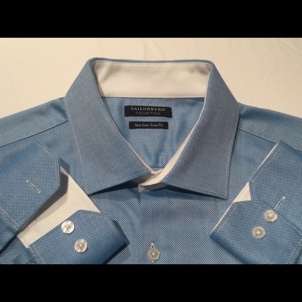 Like new Tailorbyrd Slim Fit Cotton shirt Men Medium Blue